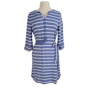 BeachLunchLounge Blue & White Striped  Tassel Shift Dress